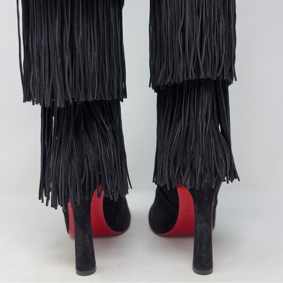 Christian Louboutin Boot Lionne Knee High Suede Fringe Boots EU 37 - Picture 12 of 13